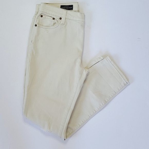 J.Crew Cropped Vintage Straight Leg Jeans in Distressed Ecru/Cream Size 26 - NWT - Picture 7 of 12